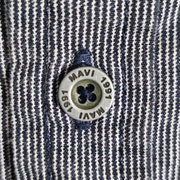 Mavi Denim Wear Fitted casual button down shirt men's sz M grey stripes pattern - Picture 7 of 10